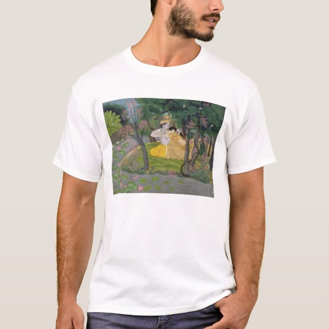 T-shirt Abraço de Radha e de Krishna em um bosque da (Frente)