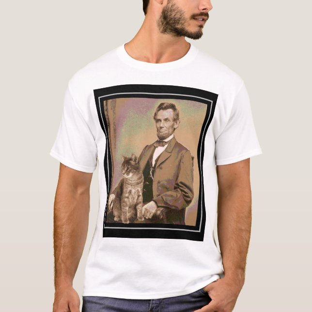 T-shirt Abraham Lincoln e seu gato "Dixie " (Frente)