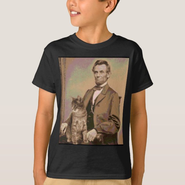T-shirt Abraham Lincoln e seu gato "Dixie " (Frente)