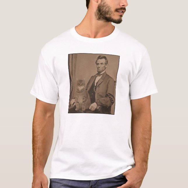 T-shirt Abraham Lincoln e seu gato "Gloria " (Frente)