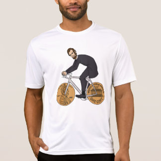 T-shirt Abraham Lincoln em uma bicicleta com rodas da