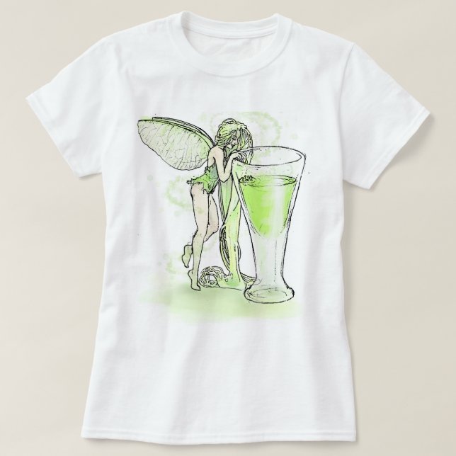 T-shirt Absinthe La Fee Verte Fairy With Glass (sem texto) (Frente do Design)
