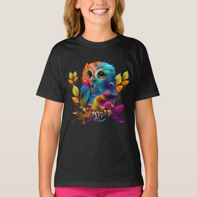 T-Shirt ABSTRATO COLORFUL OWL (Frente)
