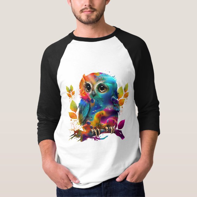 T-Shirt ABSTRATO COLORFUL OWL (Frente)