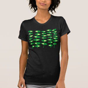T-shirt Abstrato de Folhas Alternativas - Verde e Creme