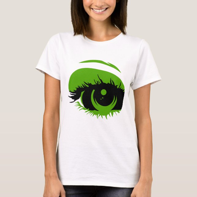 T-shirt abstrato do olho verde (Frente)