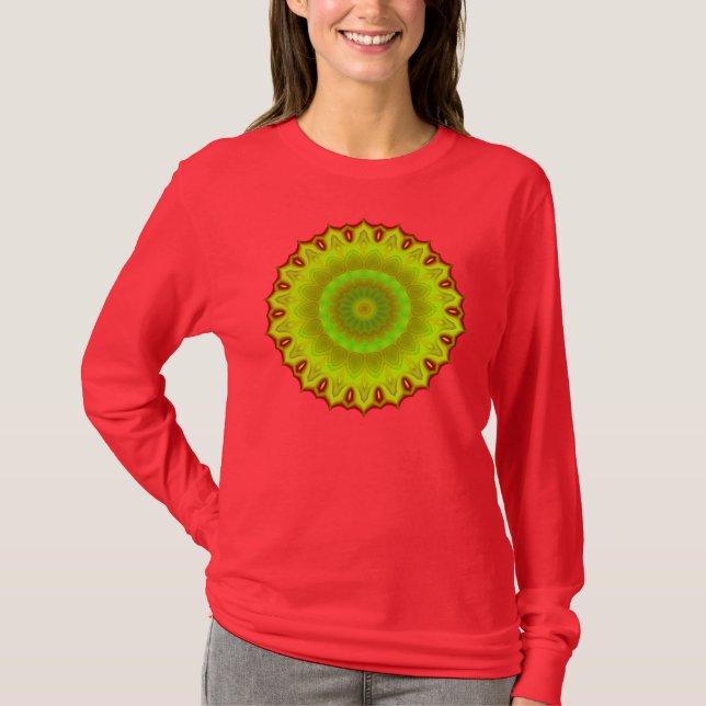 T-shirt abstrato verde da flor (Frente)