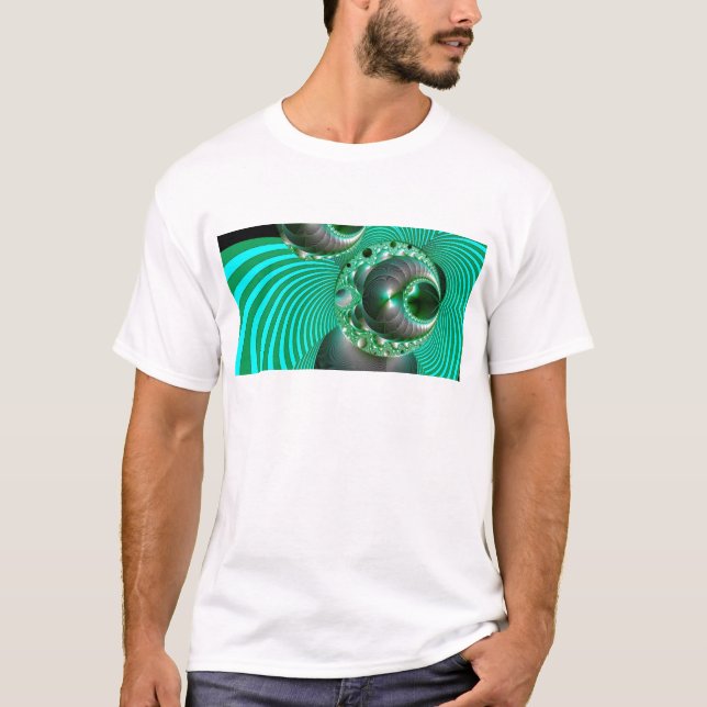 T-SHIRT ABSTRATO VERDE MANDELBOT DA BOLA (Frente)