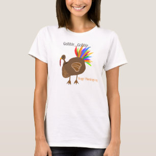 T-shirt Ação de Graças Penas da Turquia Gobble Gobble