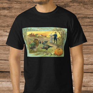T-shirt Ação de Graças Vintage com Peregrinos e Peregrinos