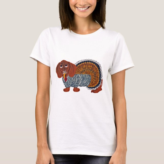 T-shirt Acção de graças Turquia do Dachshund (Frente)