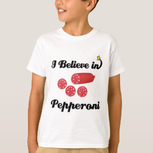 T-shirt acredito em pepperoni