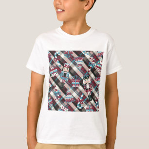 T-shirt Acrililado de Natal Plaid Azul Burgundy