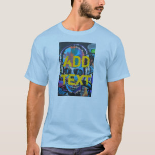 T-shirt ADICIONAR NOME/tag ao crânio de arte do Grafite r