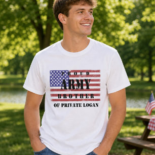 T-shirt Adicione o nome do seu irmão do exército orgulhoso
