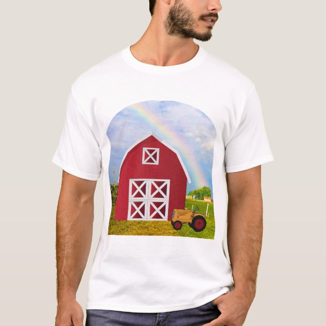 T-shirt Adicione seu nome ao Red Barn com o Blue Sky (Frente)