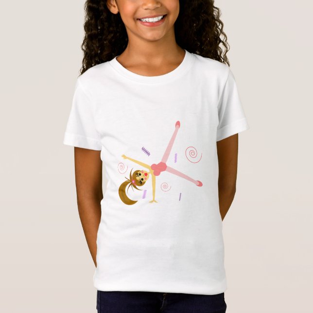 T-shirt adorável da ginástica das meninas (Frente)