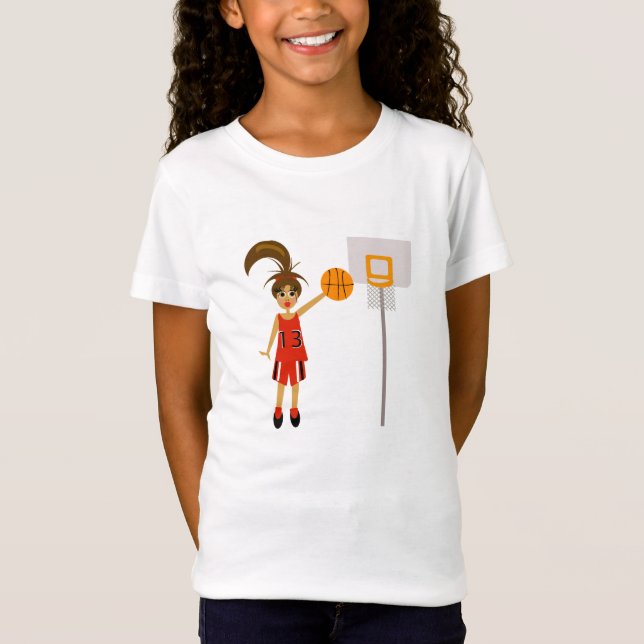 T-shirt adorável do basquetebol das meninas (Frente)