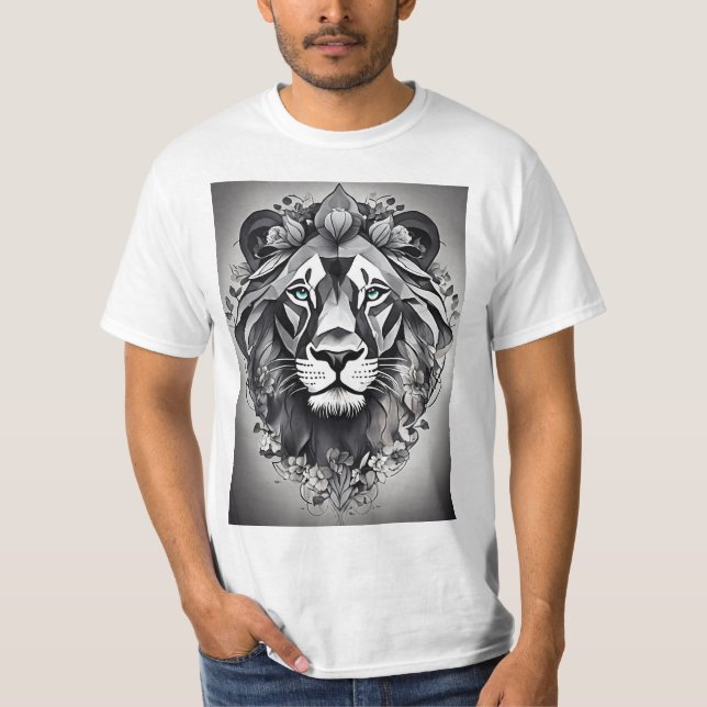T-shirt adorável para homens com leões design (Frente)