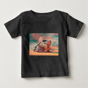 T-shirt Adorável Pintura em Aquarela de Bulldog Francês