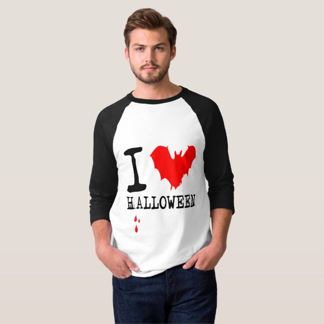 T-shirt Adoro Bat Vermelho Halloween (Frente Completa)