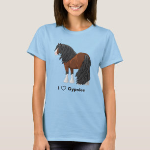 T-shirt Adoro Cavalos de Rascunho de Vanner Cigano da Baí