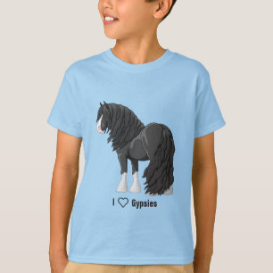 T-shirt Adoro Cavalos Negros Vanner Rascunhos de Vanner Ci