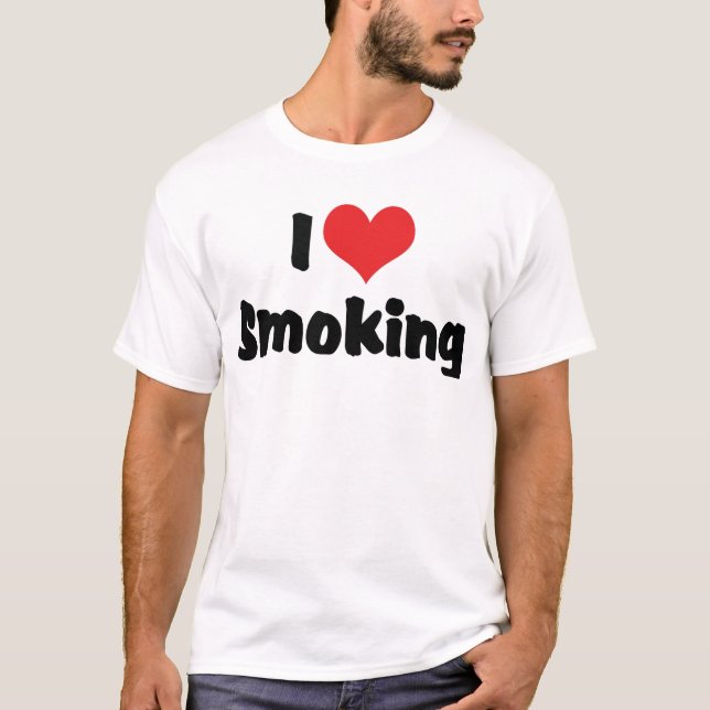 T-shirt Adoro Fumar Coração - Cigarro Fumante (Frente)