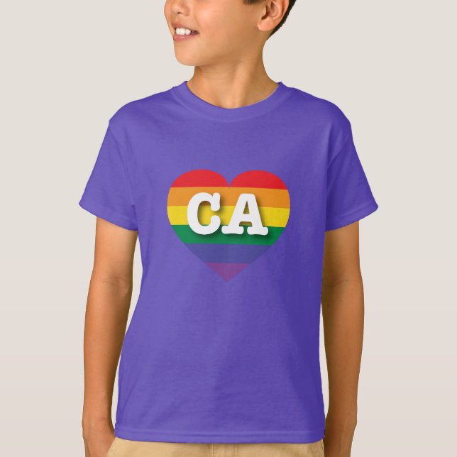 T-shirt Adoro o Coração Arco-Íris da Califórnia (Frente)