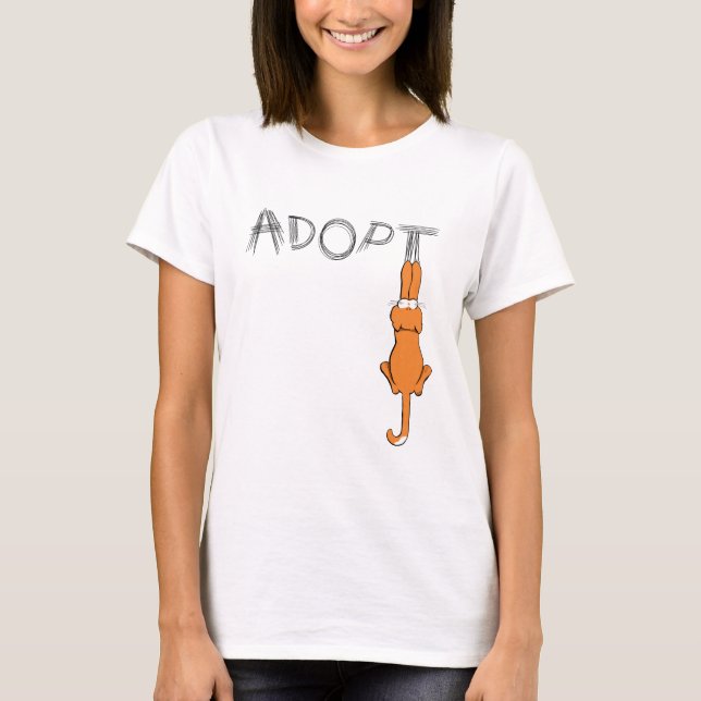 T-shirt Adotar Gatos - Marcas Escuras Rusty (Frente)