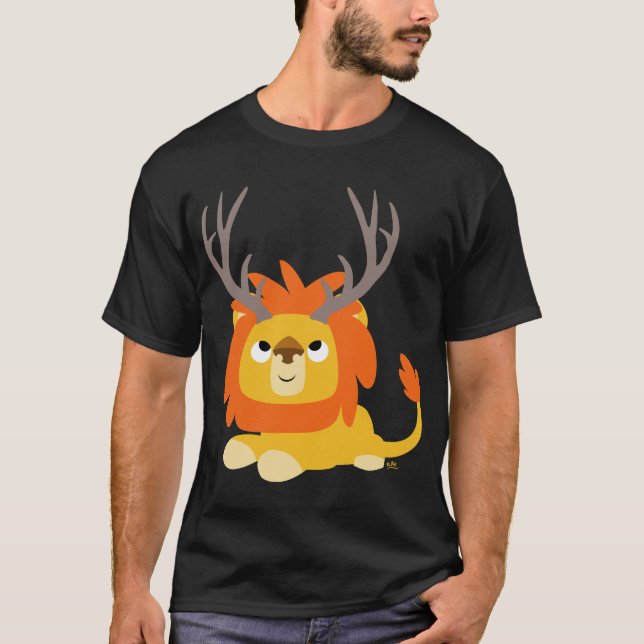 T-shirt adulta de Leão Antlered Lion (Frente)