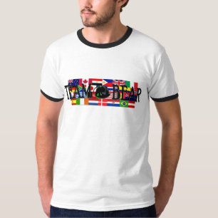 T-shirt adulto da campainha do mundo do urso da