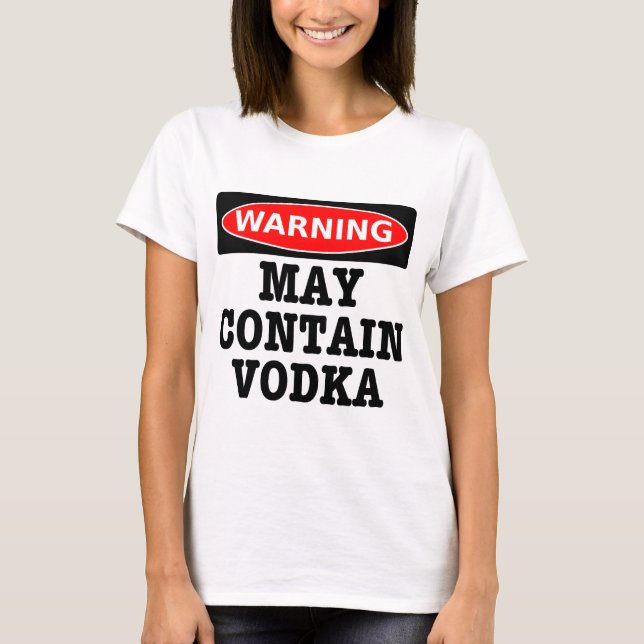 T-shirt Advertir pode conter a vodca (Frente)
