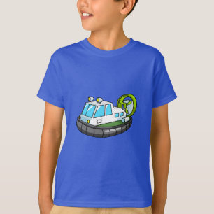 T-shirt Aerodeslizador branco, verde, e preto dos desenhos