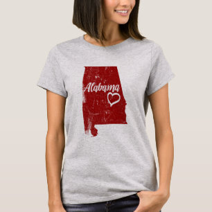 T-shirt afligido amor do vintage do estado do AL