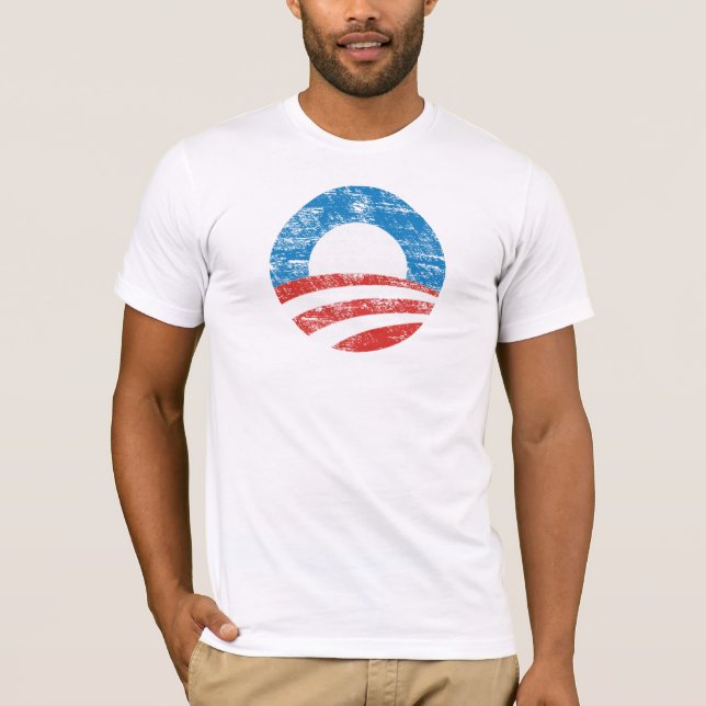 T-shirt afligido do logotipo de Obama O (Frente)