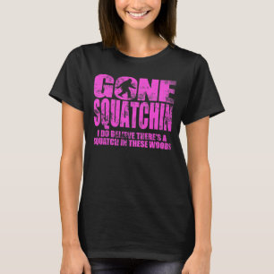 T-shirt afligido ido do rosa quente de Squatchin