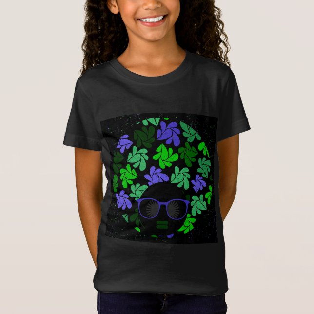 T-shirt Afro Diva Verde & Azul (Frente)