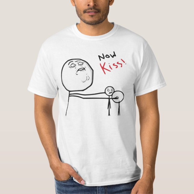 T-shirt Agora cara Meme cómico da raiva do beijo (Frente)