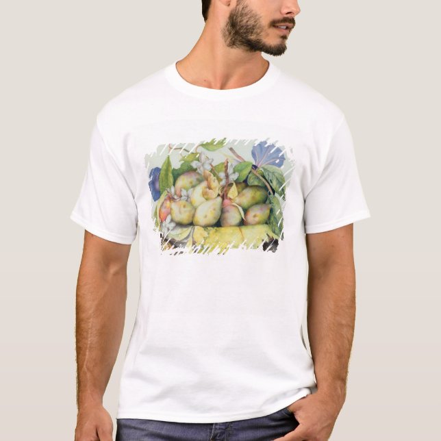 T-shirt Ainda vida com ameixas, nozes e jasmim (w/c sobre (Frente)