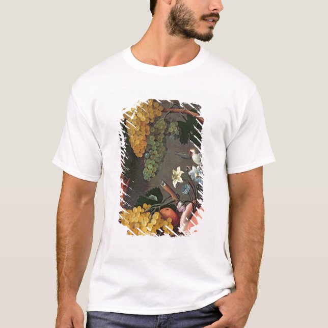 T-shirt Ainda vida com uvas, pássaros e flores (Frente)