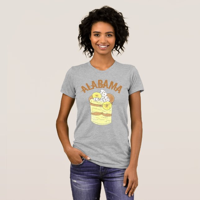 T-shirt Alabama Southern Banana Pudim Dessert Foodie AL (Frente Completa)