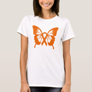T-shirt alaranjado da borboleta da leucemia