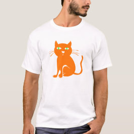 T-shirt alaranjado do Dia das Bruxas do gato