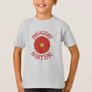 T-shirt alaranjado e amarelo da irmã mais velha d