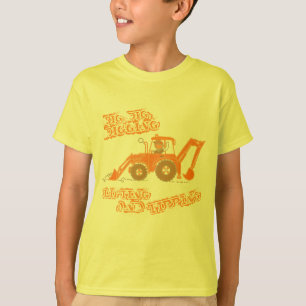 T-shirt alaranjado grande do escavador