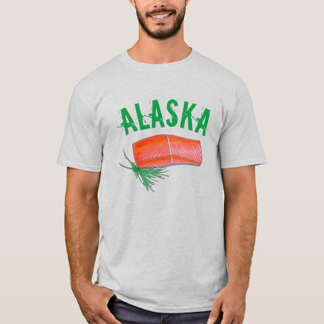 T-shirt ALASKA Peixes Selvagens do Alasca Salmão Filete Co (Frente)