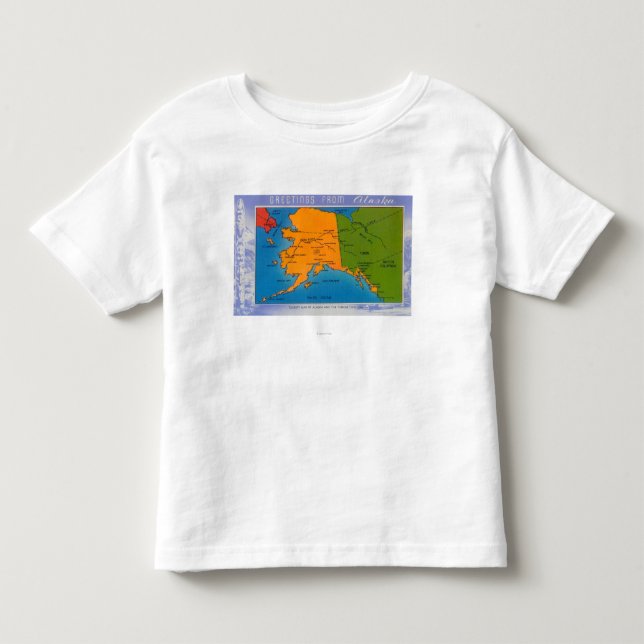 T-shirt AlaskaGreetings do mapa de Alaska (Frente)