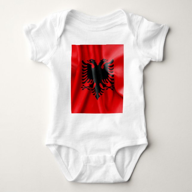 T-shirt Albânia Flag Baby Jersey Bodysuit (Frente)