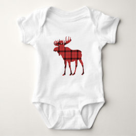 T-shirt Alce Vermelho Xadrez Tartan Natal Férias